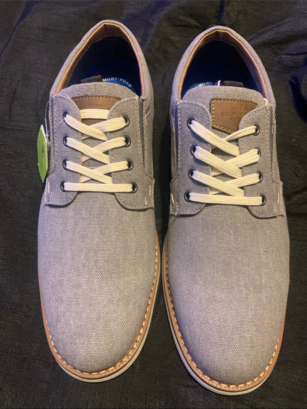 Nunn Bush Gray Canvas Derby Shoes with Cream Laces